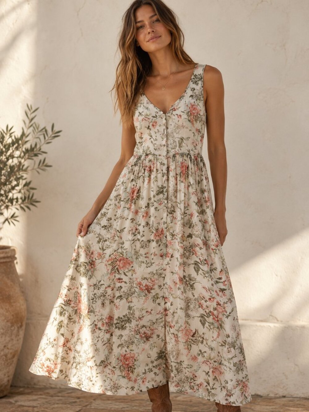 frye floral button front rayon maxi dress size large cottagecore boho